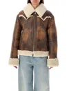Stand Studio Eco-shearling Lessie Jacket With Front Zip In Brown Old