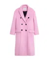 Stand Studio Essa Brushed Double-breasted Wool-blend Coat In Pink