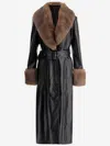Stand Studio Estella Synthetic Leather Coat With Fur Details In Black