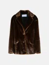 Stand Studio 'evyn' Dark Brown Faux Fur Jacket In Brown