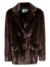 Stand Studio Mid-length Plush Faux Fur Jacket In Brown
