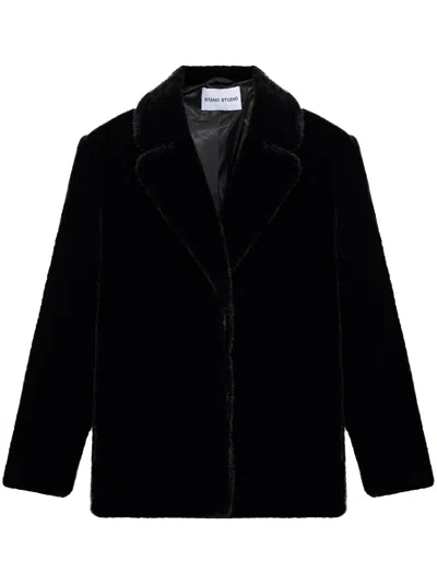 Stand Studio Faux-fur Blazer In Black