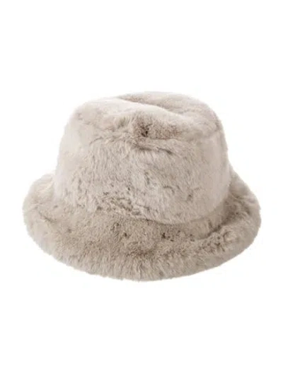 Pre-owned Stand Studio Faux Fur Bucket Hat In Neutrals