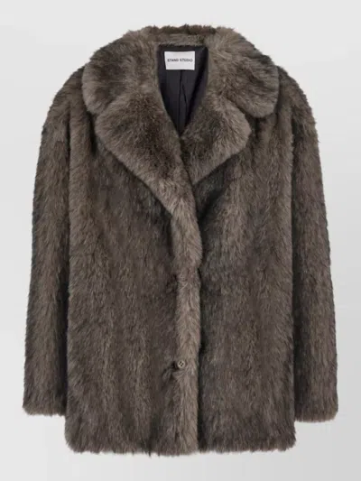Stand Studio Faux Fur Coat In Brown