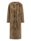 Stand Studio Collarless Long-sleeved Coat In Brown