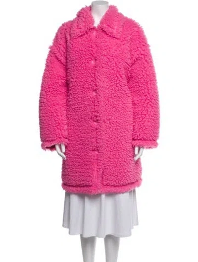 Pre-owned Stand Studio Faux Fur Coat In Pink