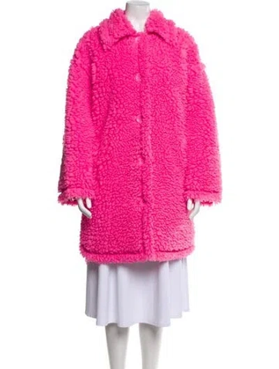 Pre-owned Stand Studio Faux Fur Coat In Pink