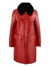 Stand Studio Faux-fur Collar Coat In Red