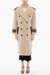 Stand Studio Faux Fur Double Breasted Coat With Faux Leather Details