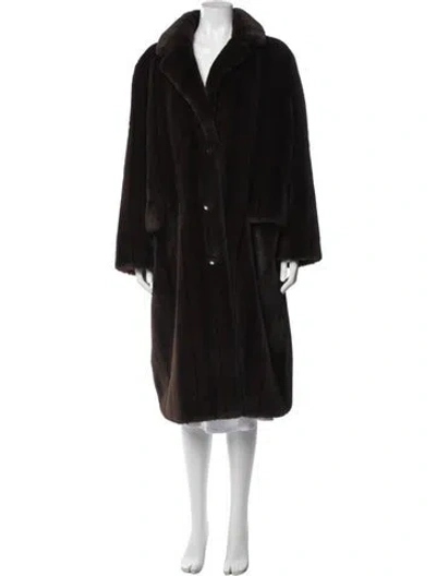 Pre-owned Stand Studio Faux Fur Faux Fur Coat In Brown