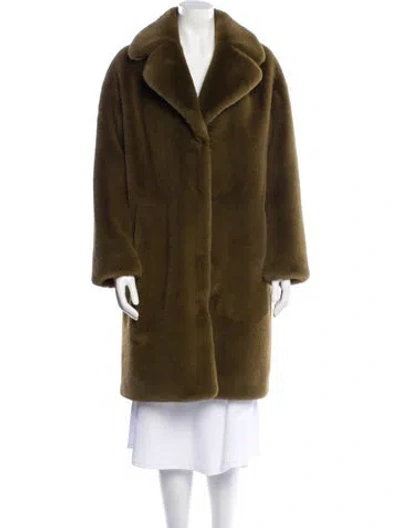 Pre-owned Stand Studio Faux Fur Faux Fur Coat In Green
