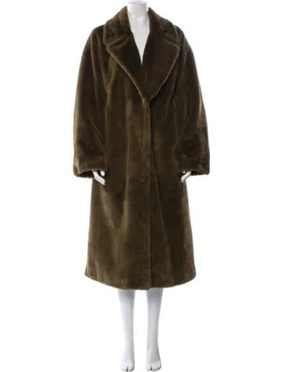 Pre-owned Stand Studio Faux Fur Faux Fur Coat In Green