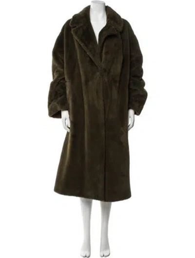 Pre-owned Stand Studio Faux Fur Faux Fur Coat In Green