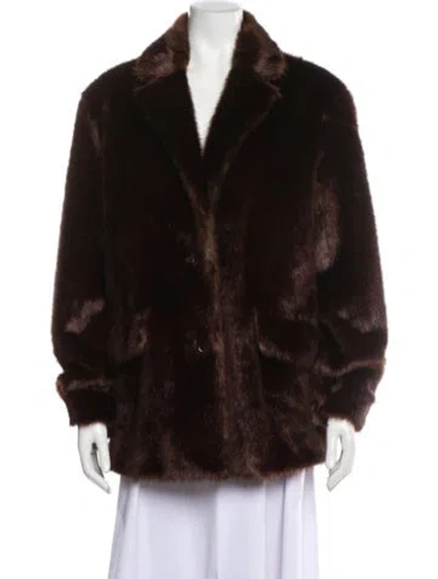 Pre-owned Stand Studio Faux Fur Faux Fur Jacket In Brown
