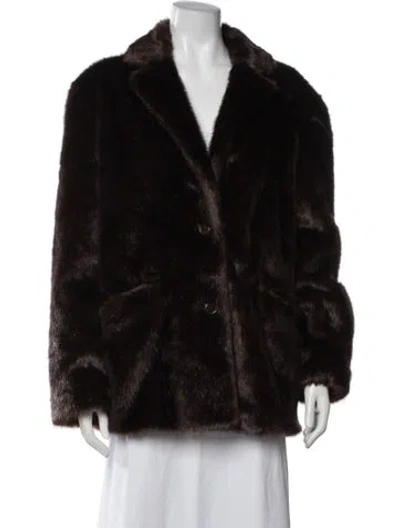 Pre-owned Stand Studio Faux Fur Faux Fur Jacket In Brown
