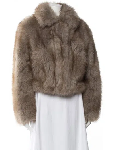 Pre-owned Stand Studio Faux Fur Faux Fur Jacket In Brown