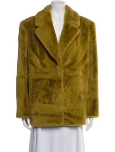 Pre-owned Stand Studio Faux Fur Faux Fur Jacket In Green