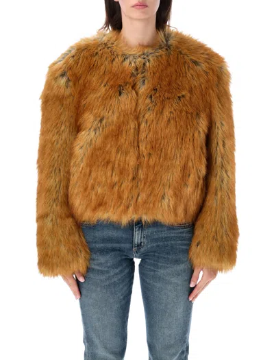 Stand Studio Faux Fur Jacket In Brown