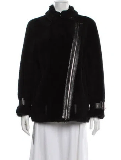 Pre-owned Stand Studio Faux Fur Jacket In Black