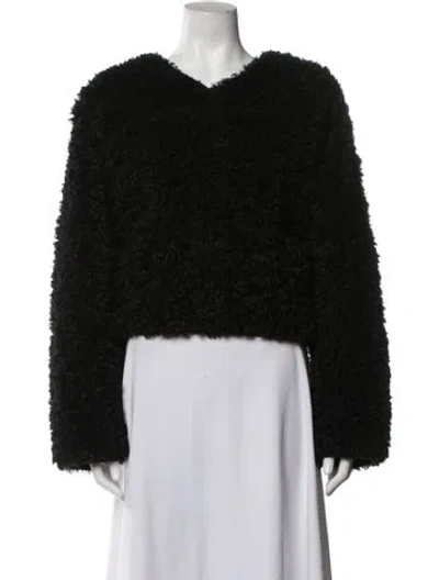 Pre-owned Stand Studio Faux Fur Jacket In Black