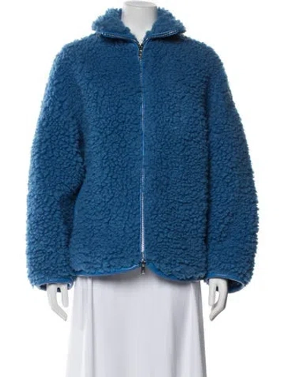 Pre-owned Stand Studio Faux Fur Jacket In Blue