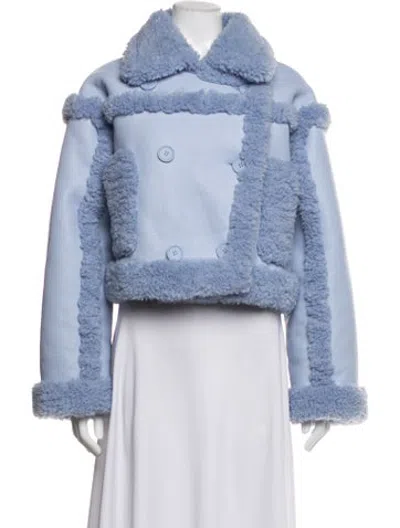 Pre-owned Stand Studio Faux Fur Jacket In Blue