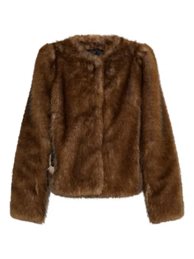 Stand Studio Faux-fur Jacket In Brown