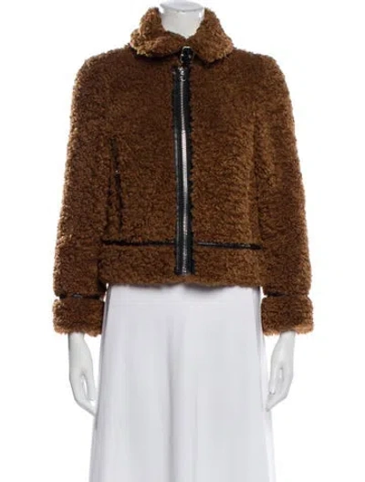 Pre-owned Stand Studio Faux Fur Jacket In Brown
