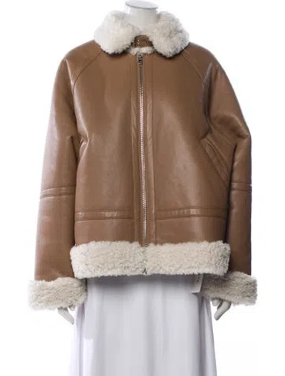 Pre-owned Stand Studio Faux Fur Jacket In Brown