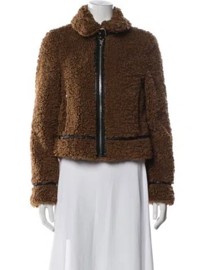 Pre-owned Stand Studio Faux Fur Jacket In Brown