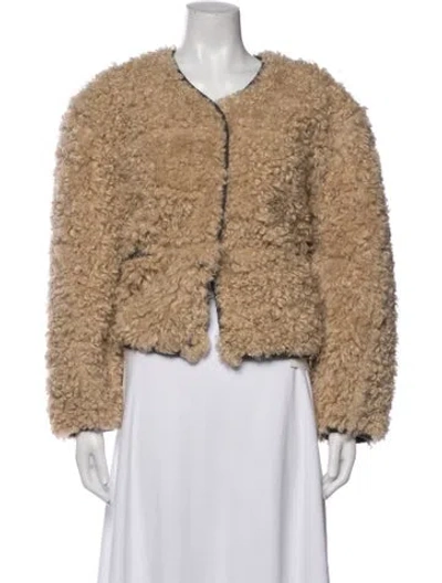 Pre-owned Stand Studio Faux Fur Jacket In Brown