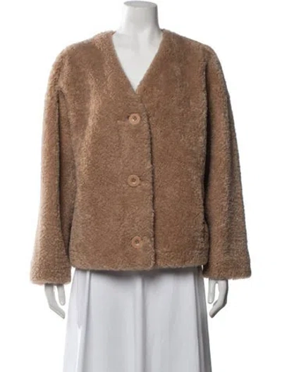 Pre-owned Stand Studio Faux Fur Jacket In Brown