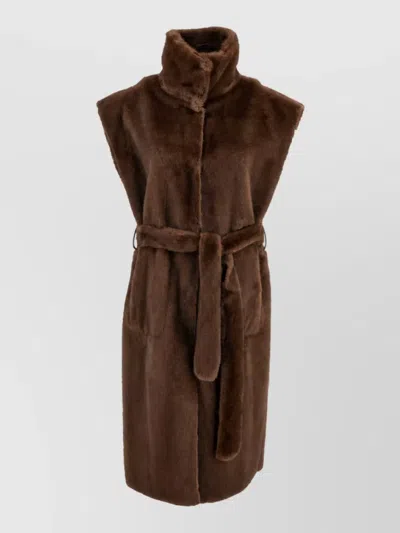 Stand Studio Oaklynn Belted Faux-fur Coat In Brown