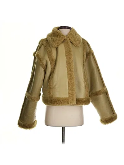 Pre-owned Stand Studio Faux Fur Jacket In Gold