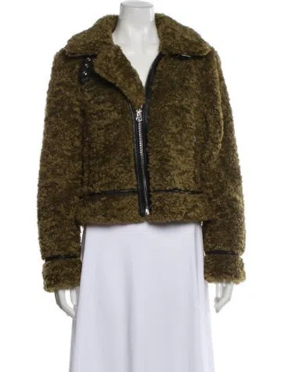 Pre-owned Stand Studio Faux Fur Jacket In Green