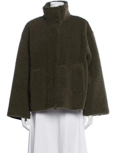 Pre-owned Stand Studio Faux Fur Jacket In Green