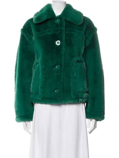 Pre-owned Stand Studio Faux Fur Jacket In Green