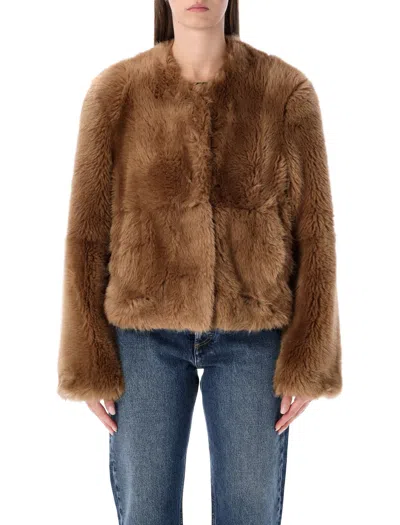 Stand Studio Faux Fur Jacket In Nougat Tan