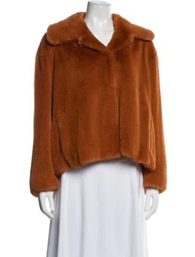 Pre-owned Stand Studio Faux Fur Jacket In Orange