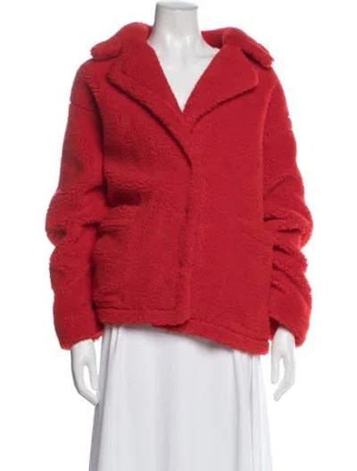 Pre-owned Stand Studio Faux Fur Jacket In Red