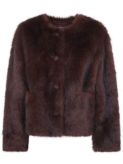 Stand Studio Faux Fur Jacket "siena" In Brown
