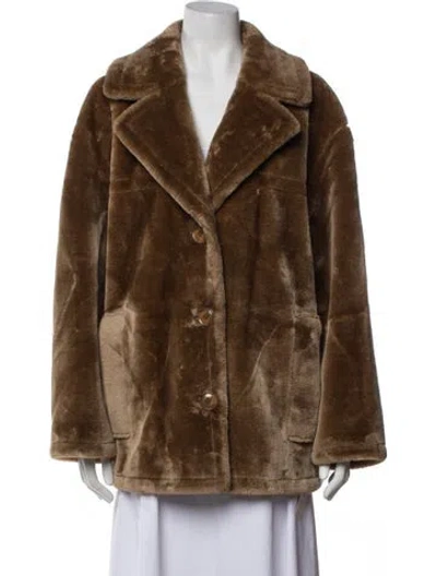 Pre-owned Stand Studio Faux Fur Jacket W/ Tags In Brown