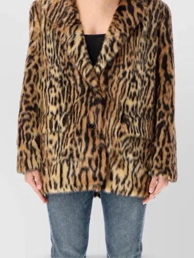 Stand Studio Faux Fur Leopard Blazer