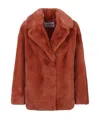 Stand Studio Faux-fur Notched-lapels Jacket In Red