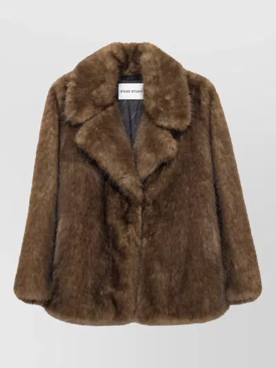 Stand Studio Faux Fur Relaxed-fit Coat In Brown