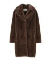 Shop Stand Studio Faux-fur Single-breasted Coat In Black