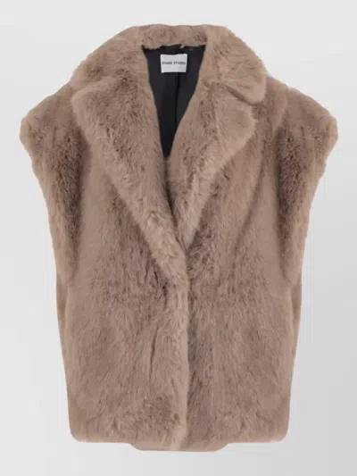 Stand Studio Faux Fur Sleeveless Vest In Brown