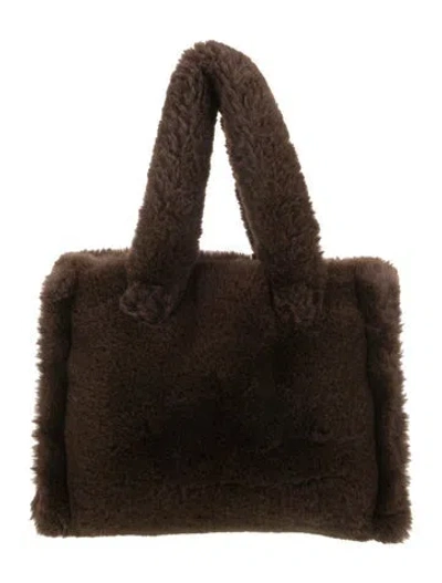 Pre-owned Stand Studio Faux Fur Top Handle Bag In Brown