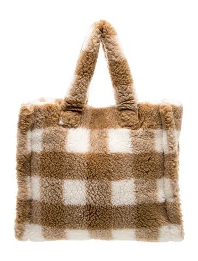 Pre-owned Stand Studio Faux Fur Top Handle Bag In Brown