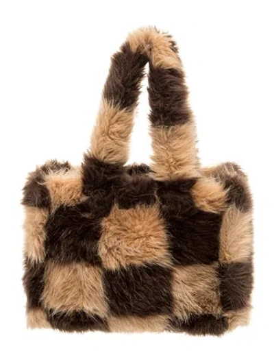 Pre-owned Stand Studio Faux Fur Top Handle Bag In Brown